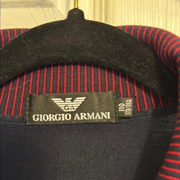 Giorgio Armani Golf Sport Navy and Red Men's Shirt #171 - Picture 3 of 11